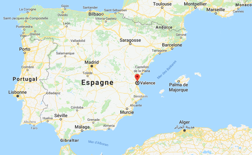 carte espagne valence