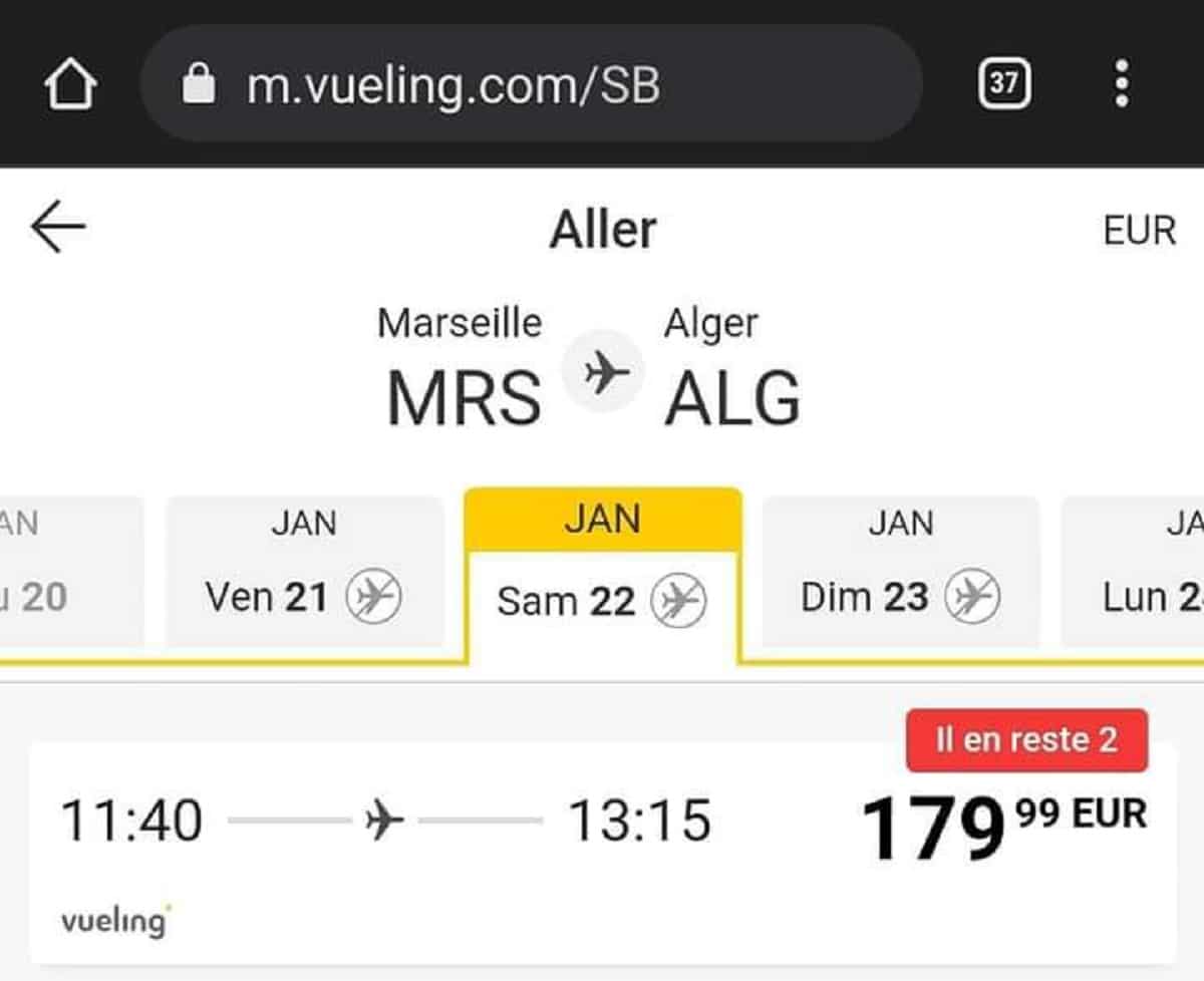 Un vol Marseille Alger à moins de 200 Un vol Marseille Alger à moins de 200