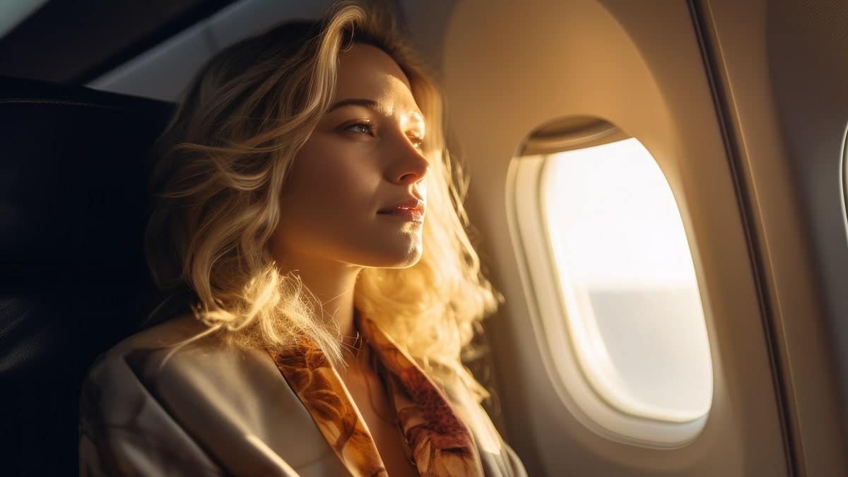 femme voyage avion siège